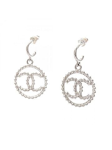 Chanel Chanel CHANEL Coco Mark C22C Earrings, Metal Jewelry, Women's, Silver Tone (view 2)