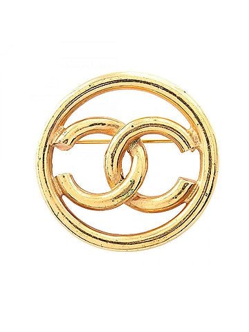 Chanel Chanel Vintage Coco Mark Brooch Accessory, Gold Plated (GP), Women's, Tone (view 1)