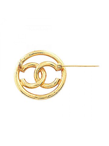 Chanel Chanel Vintage Coco Mark Brooch Accessory, Gold Plated (GP), Women's, Tone (view 2)