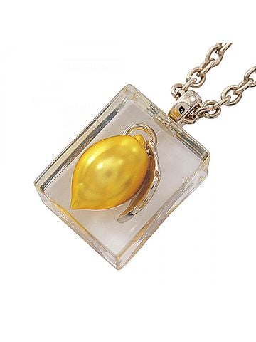 Chanel Chanel D26C Coco Mark Lemon Necklace Jewelry GP (Gold Plated) Plastic Women's Gold Tone Yellow Clear (view 2)