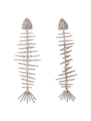 Saint Laurent Saint Laurent Crystal Fish Bone Earrings (view 2)