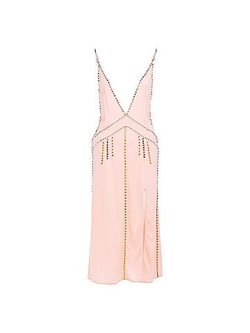 Miu Miu Miu Miu 2021 Pink Punk Spike Studded Plunge Neck Dress (view 1)