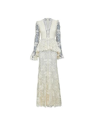 Alexander McQueen Alexander McQueen 2019 Bridal White Floral Lace Peplum Gown (view 1)