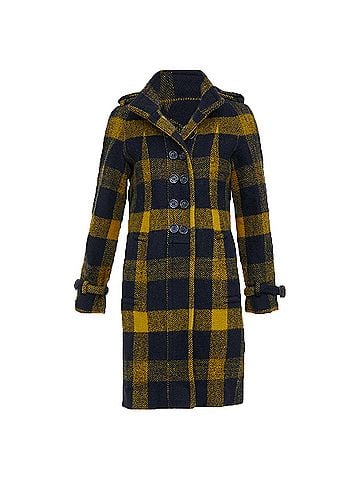 Burberry Burberry Yellow Punk Tartan Plaid Wool Double Breasted Coat (view 1)