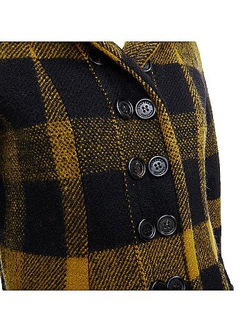 Burberry Burberry Yellow Punk Tartan Plaid Wool Double Breasted Coat (view 2)