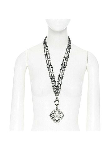 Chanel Chanel Black Triple Strand Pearl Pendant Necklace (view 1)