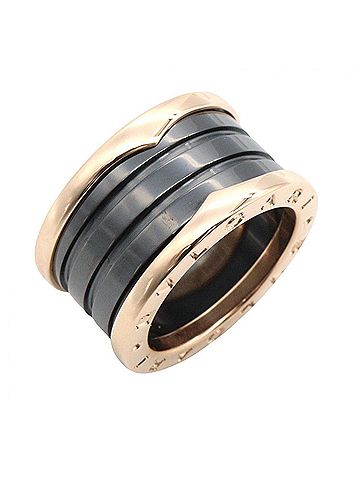 Bvlgari BVLGARI B-zero1 4-band ring, 18KPG (pink gold) ceramic, women's, gold/black, 345853 (view 1)