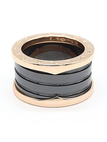 Bvlgari BVLGARI B-zero1 4-band ring, 18KPG (pink gold) ceramic, women's, gold/black, 345853 (view 2)