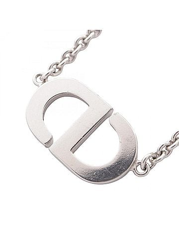 Christian Dior Christian Dior Dior CD Logo Necklace, Metal, Rhinestone, Women's, Silver/Clear Tones (view 2)