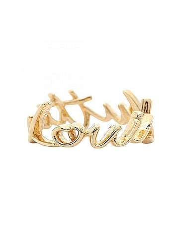 Louis Vuitton Louis Vuitton LV Script Ring, Gold Plated (GP), Women's, Tone, M1804M (view 1)