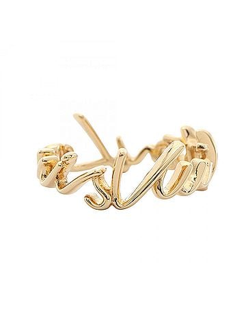 Louis Vuitton Louis Vuitton LV Script Ring, Gold Plated (GP), Women's, Tone, M1804M (view 2)