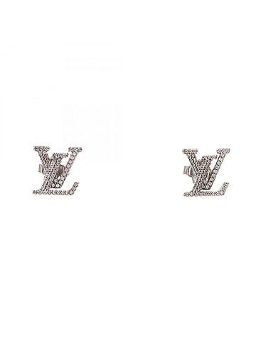 Louis Vuitton Louis Vuitton LOUIS VUITTON Boucles d'Oreilles LV Iconic Strass Earrings Jewelry Metal Rhinestone Women's Silver/Clear M00608 (view 1)