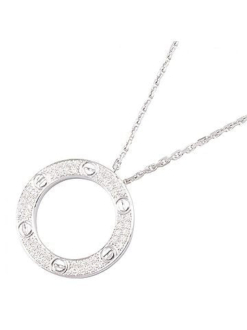 Cartier Cartier Love Circle Diamond Necklace, 18K White Gold (18KWG), Diamond, Women's, Silver Tone, Clear B7058000 (view 1)