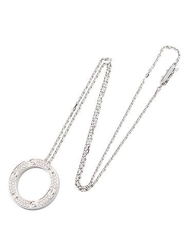 Cartier Cartier Love Circle Diamond Necklace, 18K White Gold (18KWG), Diamond, Women's, Silver Tone, Clear B7058000 (view 2)