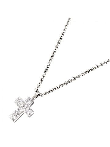 Cartier Cartier Cross Diamond Necklace, Platinum (Pt950), Women's Silver/Clear Tone (view 1)