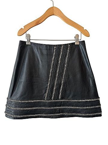 Alice + Olivia Jaya Leather Skirt (view 2)