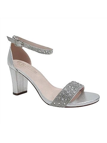 De Blossom Collection Women's Shimmer Ankle Strap Heel in Silver (view 1)