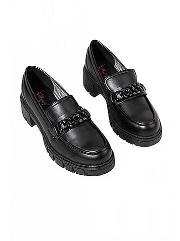 Jellypop Women's Una Chunky Chain Loafers in Black (view 2)