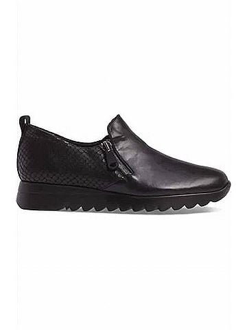 Munro American Women's Kit Side Zipper Loafer in Black Leather Viper (view 1)