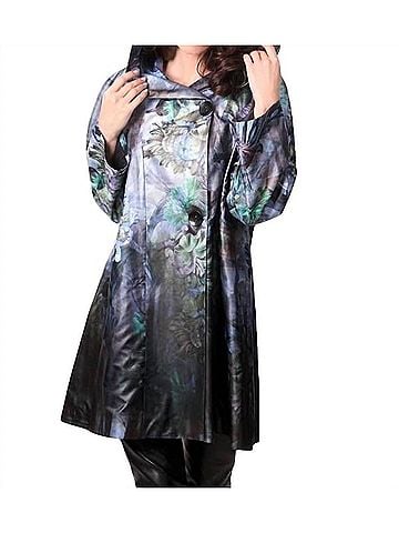 Angel Verdant Hooded Rain Jacket in Blue Multi (view 2)