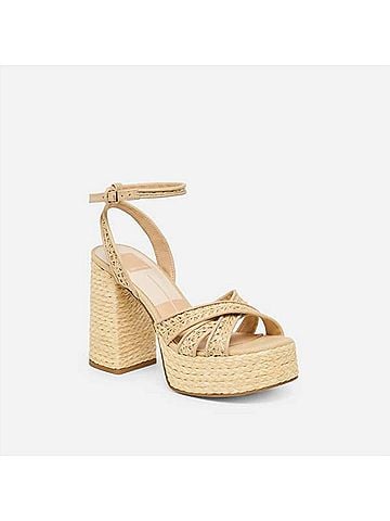 Dolce Vita Women's Danila Open Toe Heels in Natural Raffia (view 2)