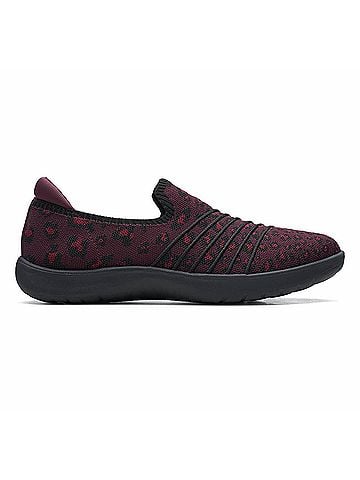 Clarks Women's Adella Stride Slip-On Shoes in Burgundy Leopard (view 1)