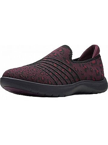 Clarks Women's Adella Stride Slip-On Shoes in Burgundy Leopard (view 2)