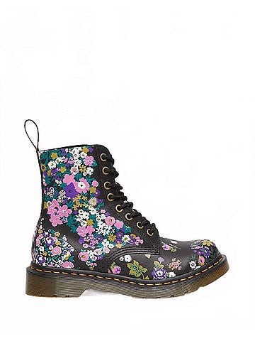 Dr. Martens Women's 1460 Vintage Floral Leather Lace Up Boot in Black Multi (view 1)