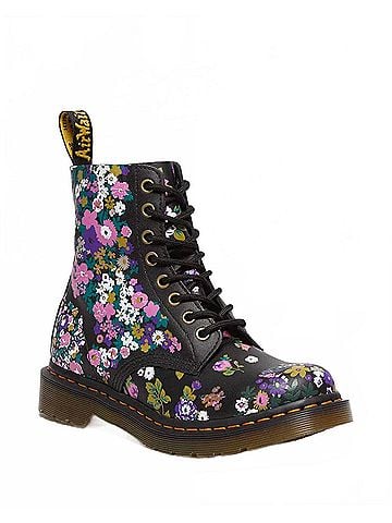 Dr. Martens Women's 1460 Vintage Floral Leather Lace Up Boot in Black Multi (view 2)