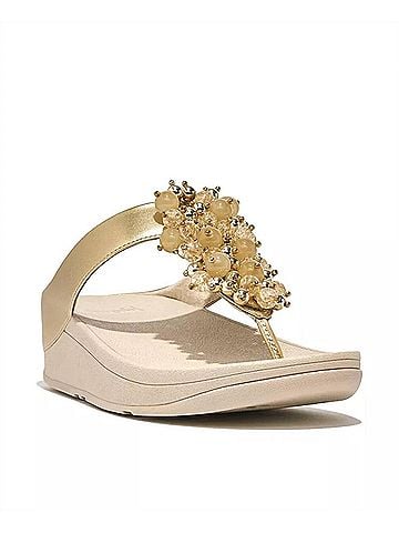 FitFlop Women's Fino Bauble Bead Toe Post Sandals in Platino (view 1)
