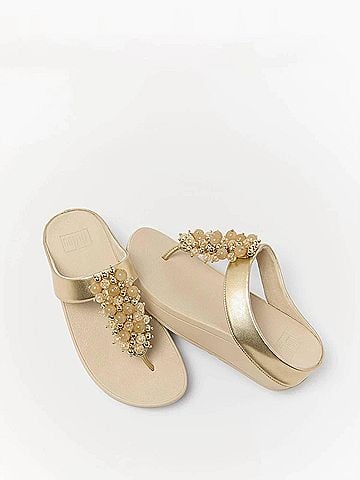 FitFlop Women's Fino Bauble Bead Toe Post Sandals in Platino (view 2)