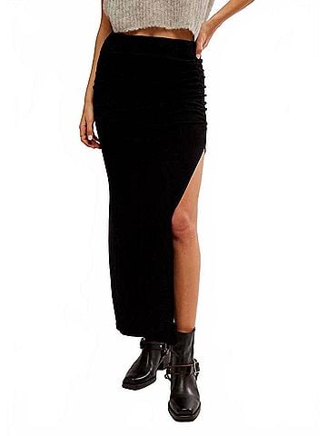 Free People Blakely Knit Maxi Skirt in Black (view 2)