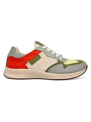 Taos Women's Detour Suede Sneaker in Green Multi (view 1)