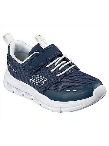 Skechers Boys' Glide-Step Flow Shoes in Navy / White (view 2)