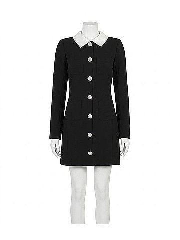 Sugarlips Ciana Button Down Collared Mini Dress in Black (view 1)