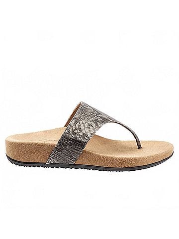 Trotters Women's Petaluma Flip Flops Sandals in Black And White (view 1)
