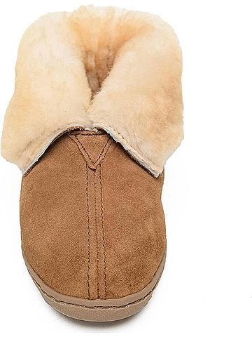 Minnetonka Women's Sheepskin Ankle Boot in Golden Tan (view 2)