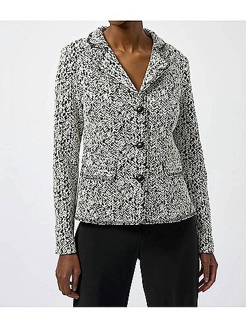 Joseph Ribkoff Abstract Jacquard Blazer Jacket in Off-White Black (view 2)