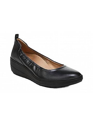 Vionic Women's Jacey Wedge Shoes in Black Leather (view 2)