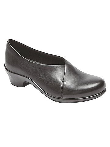 Aravon Women's Kitt Asymmetrical Slip-On Pump in Black (view 1)