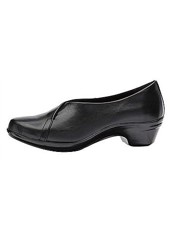 Aravon Women's Kitt Asymmetrical Slip-On Pump in Black (view 2)