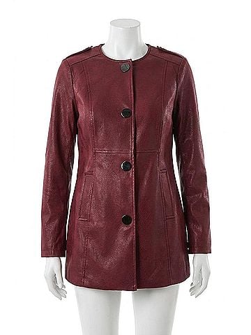 Joseph Ribkoff Long Sleeve Faux Suede Jacket in Merlot (view 1)