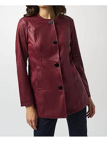 Joseph Ribkoff Long Sleeve Faux Suede Jacket in Merlot (view 2)