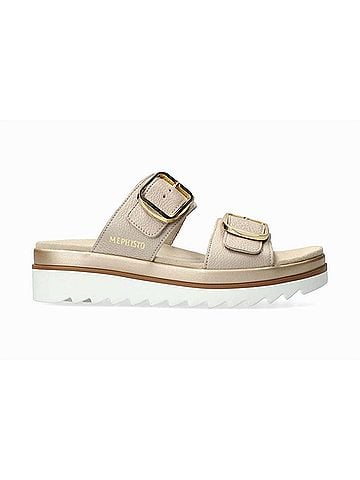 Mephisto Women's Deria Leather Slide Sandals in Beige Ceylan (view 1)