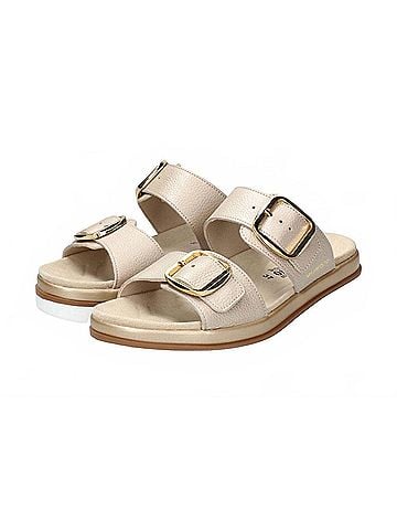 Mephisto Women's Deria Leather Slide Sandals in Beige Ceylan (view 2)