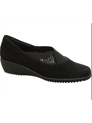 Ara Women's Lael Slip-On Wedge Shoe in Black Suede (view 1)
