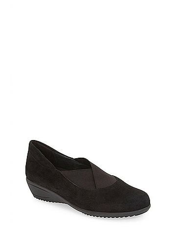 Ara Women's Lael Slip-On Wedge Shoe in Black Suede (view 2)