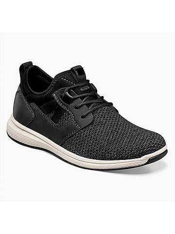 Florsheim Boy's Great Lakes Jr. Knit Plain Toe Sneaker 5 Mo in Black (view 2)