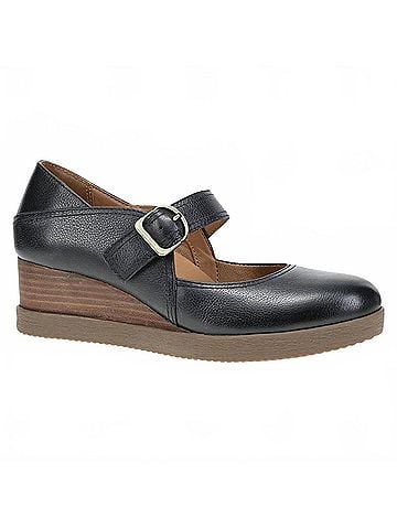 Dansko Women's Sandy Wedge Mary Jane in Black Waterproof Milled (view 1)