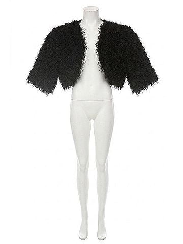 Joseph Ribkoff Fringe Open Front Bolero Jacket in Black (view 1)